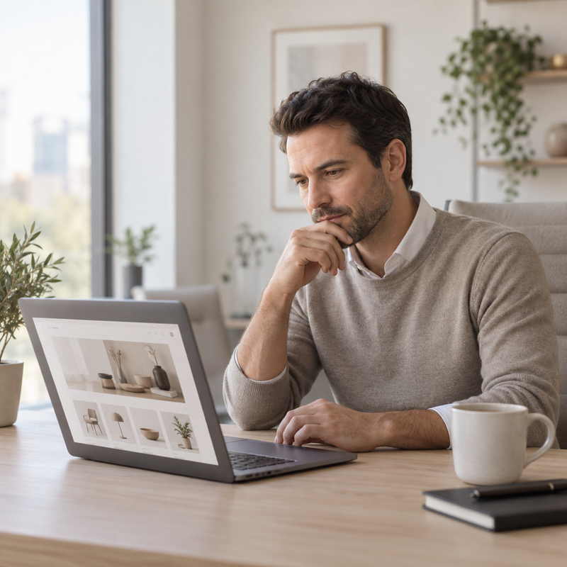 Irish business owner reviewing the cost of a professional Shopify website